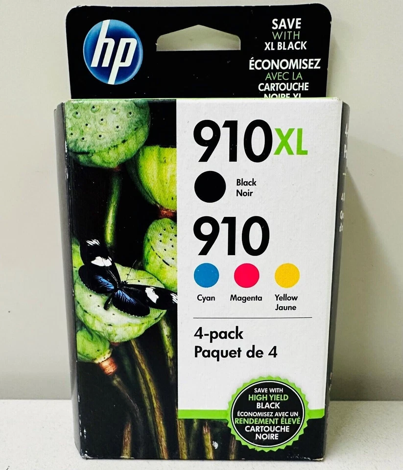 PACK DE 4 TINTAS HP GENUINAS 910XL NEGRAS Y 910 CMY COLOR OFFICEJET 6950 6958 6962 Foto 1 de 1