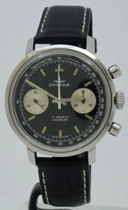 Dugena ref 517 Steel Manual 37mm cal.7733 Reverse Panda Dial 2 Register Chrono - Picture 1 of 5