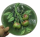 old majolica plate, BARBOTINE  en trompe l'oeil décor pommes  en relief  N°2