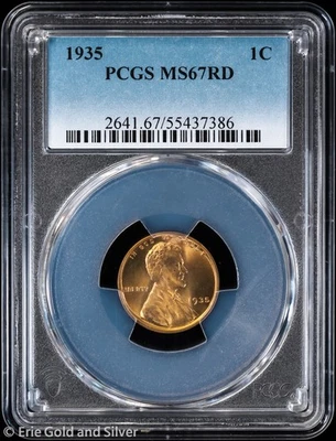 1935 1C Lincoln Wheat Cent PCGS MS 67 RD | Uncirculated UNC BU - Image 1 of 4