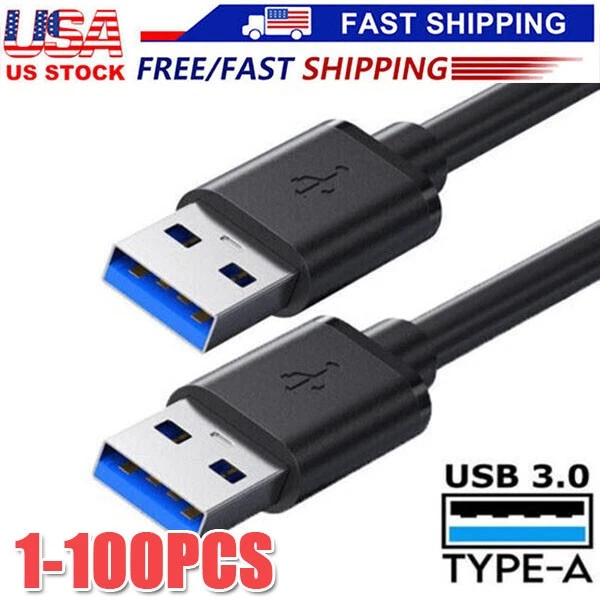 USB 3.0 A Male to A Male Cable Data Transfer Super Speed Power Charger Metal LOT - Image 1 of 4