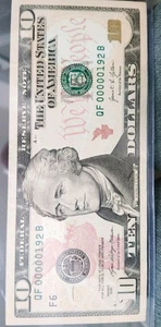 $10 Bill 2021 Very Low "3" digits numbers 00000192(Uncirculated) - Picture 1 of 1