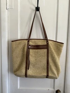 Banana Republic Straw Tote Natural Beach Purse Bag - Picture 1 of 7