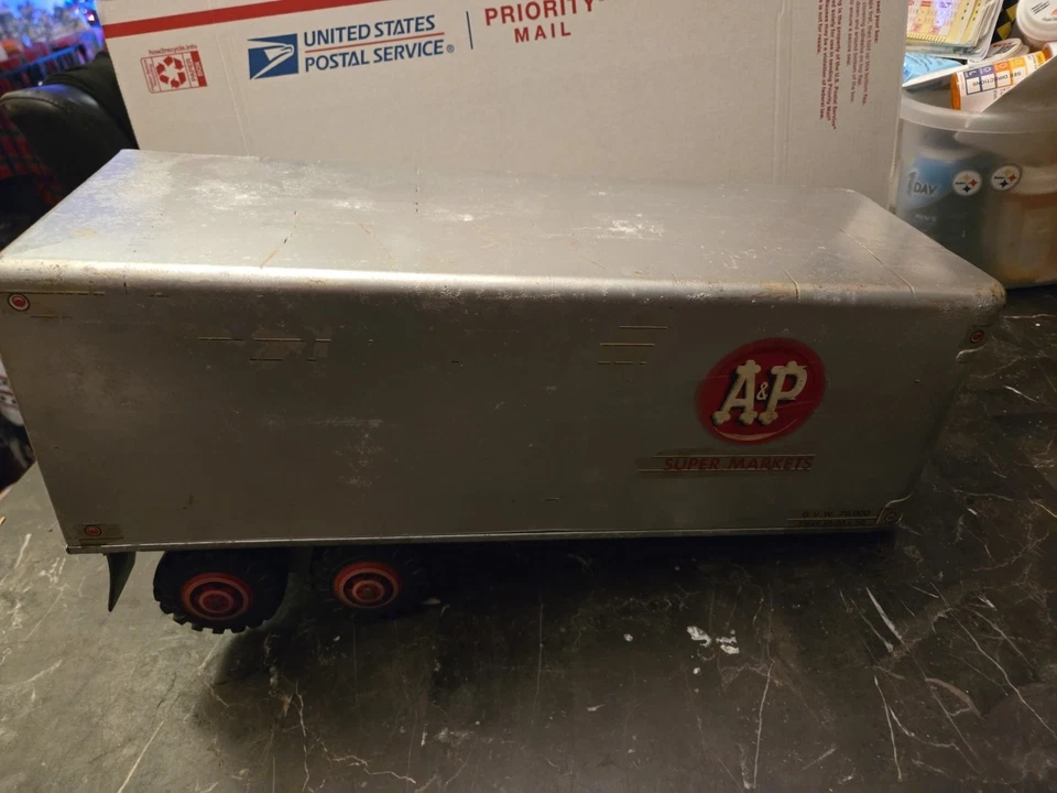 Remolque de entrega vintage grande de tienda de comestibles Marx A&P Atlantic-Pacific solamente Foto 1 de 4