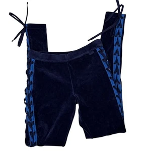 Pantaloni Puma x Rihanna Fenty Y2K stringati in velluto blu navy taglia small - Foto 1 di 10