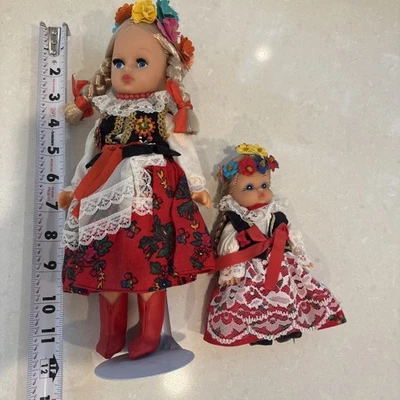 "Muñeca folclórica polaca mujer y niña 12"" con soporte para mujer" Foto 1 de 4
