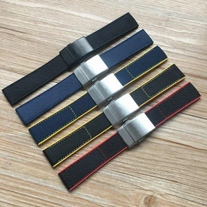22mm Nylon Rubber For Breitling Navitimer Avenger/World Wristwatch Band Strap - Picture 1 of 17