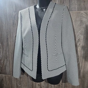 Blazer Traje Anne Klein Separado Talla 8 Negro Blanco Geométrico Chaqueta de Carrera - Imagen 1 de 20