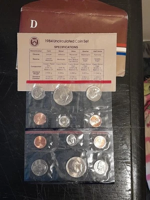 1984 US Mint 10 Coin Uncirculated Set Complete Philadelphia & Denver OGP & COA - Image 1 of 4