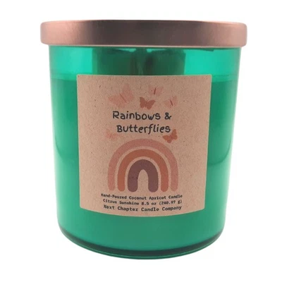 Rainbows & Butterflies Candle Eco-Friendly Hand Poured Sunshine Citrus Scent - Image 1 of 4