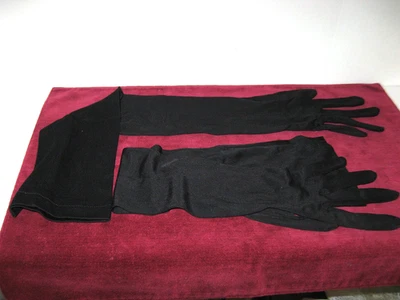 Guantes largos vintage de 23 pulgadas para dama talla 7 1/2 rayón negro - Derry Fabs Foto 1 de 3