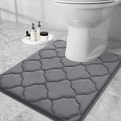  Memory Foam Toilet Rugs U-Shaped 24x20, Ultra 24" x 20" Contour Rug Dark Grey - Image 1 of 4