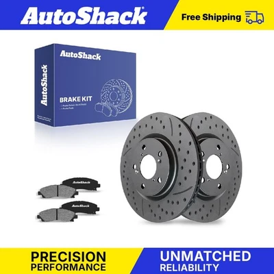 Front Drilled Slotted Brake Rotors Ceramic Pads for 2009-2014 Acura TL V6 Foto 1 de 4