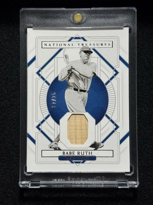 2021 Panini National Treasures Babe Ruth #/25 Game Used Bat Relic Silver Holo - Image 1 of 2