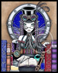 Steampunk Fairy Gothic Big Eyed Faerie Art Signed Print Victoria Myka Jelina - Picture 1 of 5