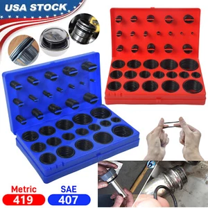 SAE Metric Rubber O-Ring Washer Assortment Kit Automotive Storage Case ORing Set - Bild 1 von 19