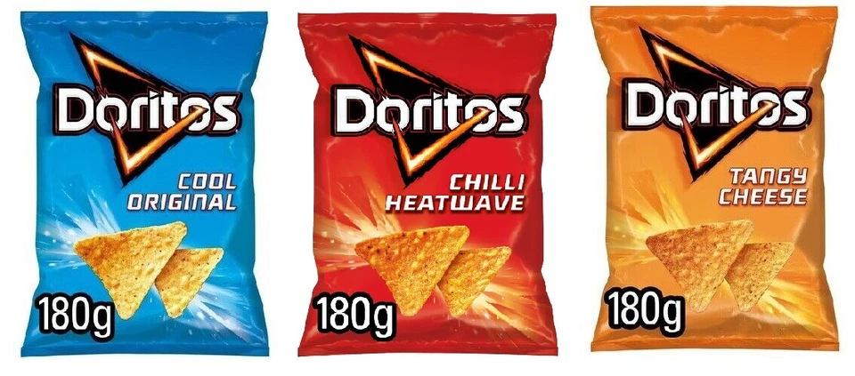Doritos Crisps 180g Tortilla Chips Chilli Heatwave Cool Original Tangy Cheese - Image 1 of 1