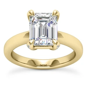 Solitaire 1.90 Ct K VS1 Natural Emerald Cut Diamond Engagement Ring Yellow Gold - Picture 1 of 3