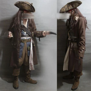 Adult Jack Sparrow Costume Pirates of the Caribbean Halloween Cosplay Outfits - Picture 1 of 5
