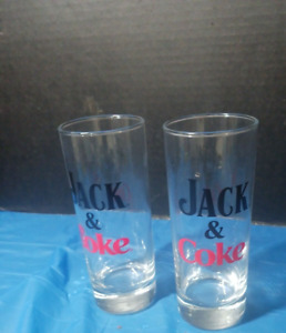 Set of 2 Jack Daniels & Coke a Cola Tall Cocktail Glass 10 oz Soda Whiskey