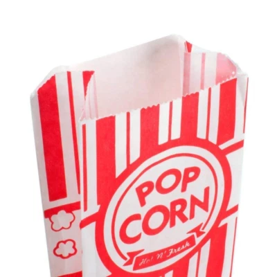 Paper Popcorn Bags, Red/White, 100 Count (Pack of 1) - Image 1 of 4