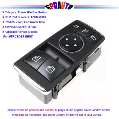Interruptor de espejo retrovisor ventana eléctrica para Mercede-benz C200 C63AMG Clase C Coupé 1729056900 Foto 1 de 4