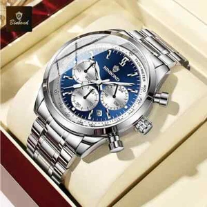 Reloj de cuarzo de lujo para hombre de acero inoxidable impermeable cronógrafo esfera luminosa - Imagen 1 de 10