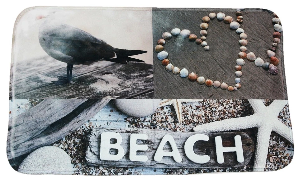 Badematte Beach 50 cm x 80 cm Strand Duschvorleger rutschfeste Fußmatte - Bild 1 von 1