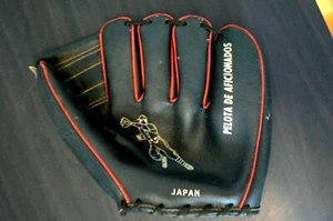 Vintage Baseball Sport Glove 1970 Youth Kids Faux Leather Mitt Black Japan Made - Picture 1 of 9