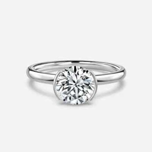 2.00 Ct Round IGI Lab Grown Bezel Solitaire Diamond Engagement Ring 950 Platinum - Picture 1 of 9