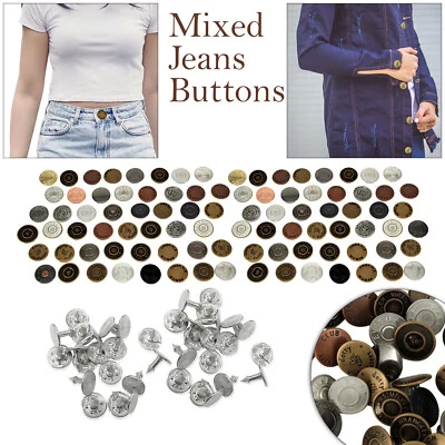 20mm Jeans Buttons Hammer on Denim Replacement for Coats Trousers Handbag Jacket - Image 1 of 4
