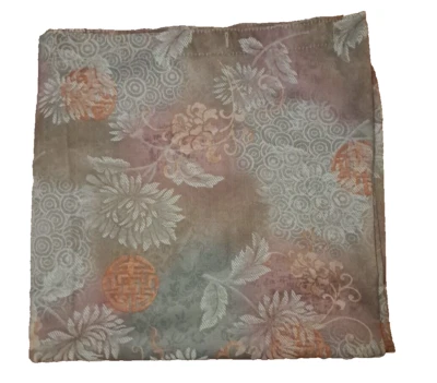 Lotus Flower Fabric Shower Curtain Beige Floral Satiny Damask Asian Oriental - Image 1 of 4