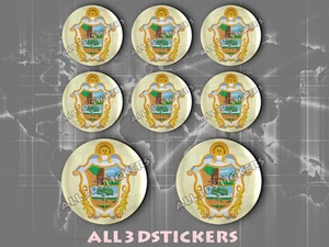 8 x 3D ROUND Stickers Resin Domed Flag Manaus - Adhesive Decal Vinyl - Picture 1 of 1