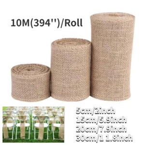 Chair Sash Burlap Fabric Hessian Table Runner Jute Wedding Party Decor 10M Roll - Picture 1 of 7