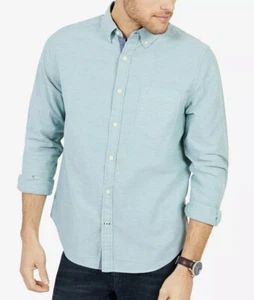 Nautica Mens XL Classic-Fit Green Long Sleeve Logo 100% Cotton Oxford $115 Shirt - Picture 1 of 11