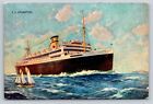 SS ARGENTINA CRUISE PASSENGER SHIP 1930s American Republic Line Artist Signed PC