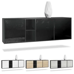 Sideboard Anrichte Kommode LED Cuba in Schwarz matt - Hochglanz & Naturtöne - Bild 1 von 37