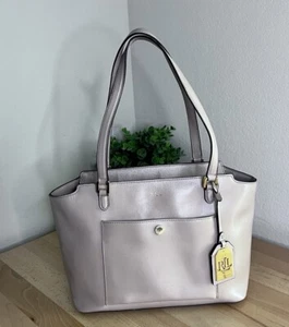 Bolso de Mano Lauren Ralph Lauren Bolso de Hombro Beige Asa Superior Cuero de Vaca Newbury - Imagen 1 de 24