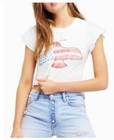 We The Free Free People Waffle Knit Ivory American Flag Bird Tee Sz Large