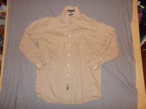 Tommy Hilfiger Khaki Classics Shirt Mens 16 1/2 brown Long Sleeve Button Up - Picture 1 of 7