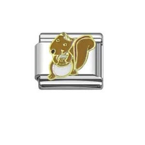 9mm Italian Charms E20 Brown Squirrel Fits Classic Size Bracelet - Picture 1 of 2