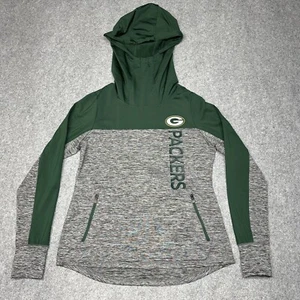 Green Bay Packers NFL Team Apparel Women's Medium Funnel Neck Hoodie Sweatshirt - Picture 1 of 11