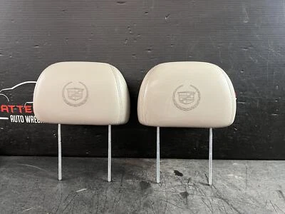 2004 CADILLAC ESCALADE EXT FRONT DRIVER & PASSENGER SEAT GRAY LEATHER HEADRESTS - Image 1 of 4