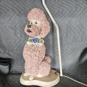 Vintage 1950’s Spaghetti Porcelain French Poodle Lamp Pink White 20% Off Code - Picture 1 of 12