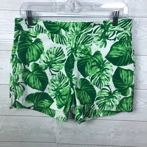 White House Black Market Women's Flat Front Shorts Palm Leaf Print Green Size 4 - Picture 1 of 4