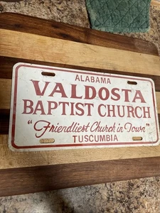 Vintage Valdosta Baptist Church Tuscumbia Alabama Metal Booster License Plate - Picture 1 of 1