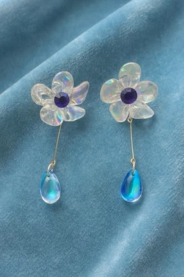 Pendientes Flor Alexis Bittar ESTILO Lucite Transparente Tachuela Boho Dorado Blanco Declaración Foto 1 de 4