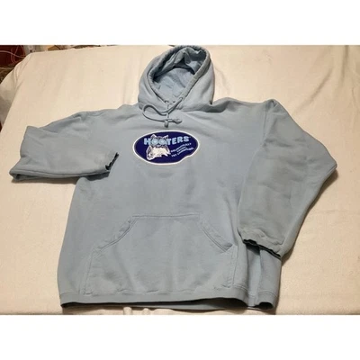 Moletom com capuz unissex azul claro tamanho médio 100% algodão Hooters - Imagem 1 de 4