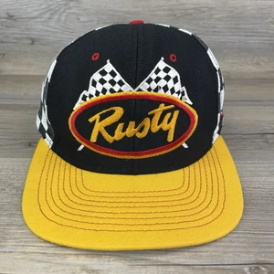Vintage Rusty Wallace Hat Cap NUTMEG Miller Snapback NASCAR #2 Racing Check Flag - Picture 1 of 12
