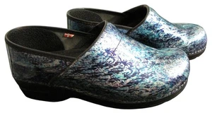 Sanita 41 Blue Purple Patterned Clogs Shoes 9.5-10 - Picture 1 of 5